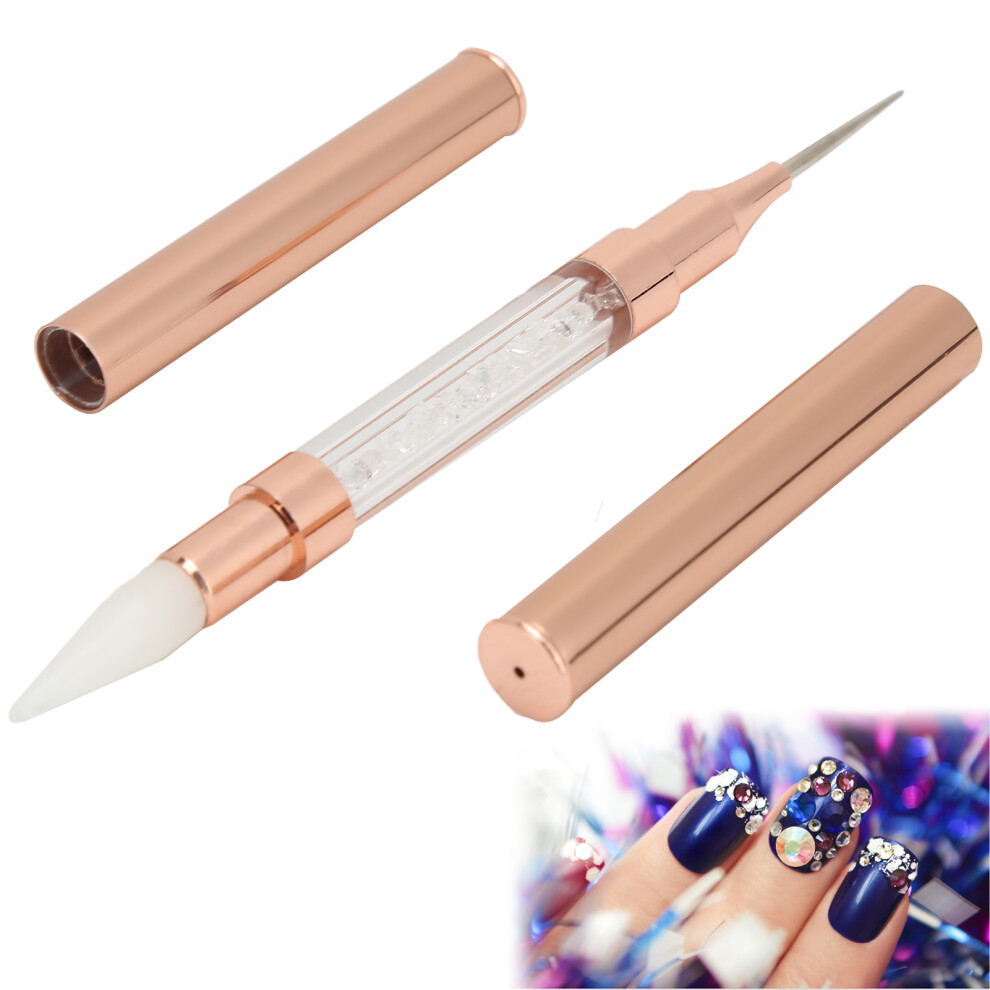 Dual-Ended Dotting Pen with Wax Tip for Nail Art and Rhinestones (White)