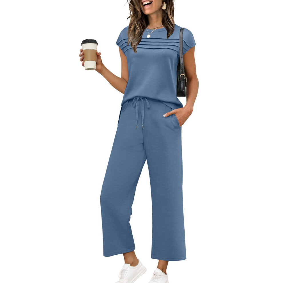 Women's Casual Travel Vacation Two-Piece-Sky Blue L