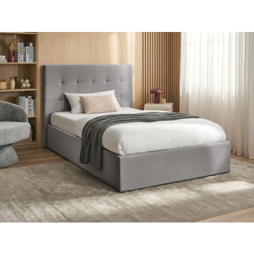 Beliani Ottoman Bed LORIENT Fabric Grey 120 x 200 cm (EU Small Double) 1