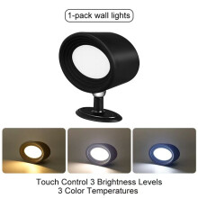 Appliques Murales LED Rechargeables, 3 Températures de Couleur, Tactiles, Rotation à 360, Intensité Variable, Sans Fil
