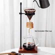 Hand Pour over Stand Coffee Station Pour over Coffee Dripper Stand Adjustable Coffee Filter Holder with Wooden Base