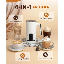 Electric Milk Frother, 4-in-1 Automatic Milk Steamer & Foamer 11.8oz/350ml, for Latte, Cappuccino, Matcha, Eu Plug