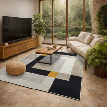 (160x230 cm, MILO- PRINTED RUG) Modern Non-Slip Rugs Printed Geometric Carpet Mat
