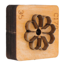 Blumenleder-Stanzform 35 mm Holzmuster für Bastel- und Dekorationszwecke