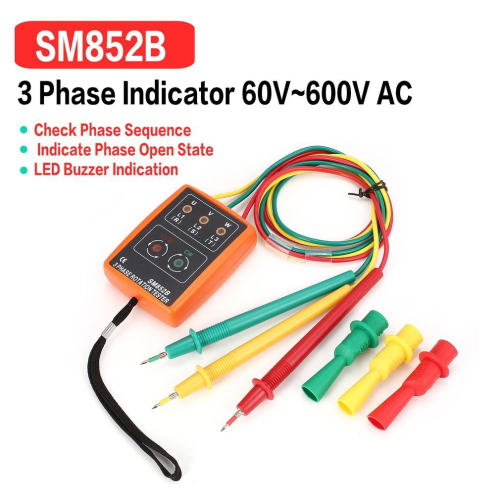 New 3 Phase Sequence Rotation Tester Indicator Detector Meter Led Buzzer With Portable Pouch Td-led02 1