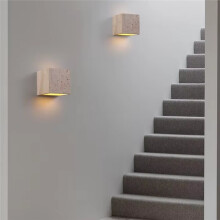 Retro Yellow Cave Stone Square LED Wall Lamp 220v 7w Warm Light Outdoor Exterior Light for Porch Balcony Garden Villa