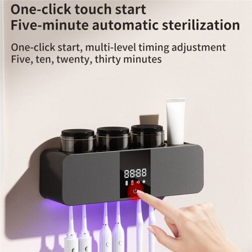 Toothbrush Holder with Aromatherapy Diffuser UV Disinfection, USB Rechargeable, LED Display 2
