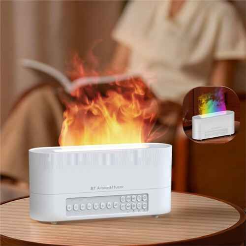Aroma Diffuser with White Noise Speaker Essential Oil Diffuser Flickering Flame 260mL  Speaker Humidifier B