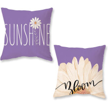 Capas de Almofada Lombar Spring 40x40cm, Estampa de Margaridas Estilo Fazenda, Decoração Sunshine Bloom, Capa de Almofada Roxa para Sofá/Cama,