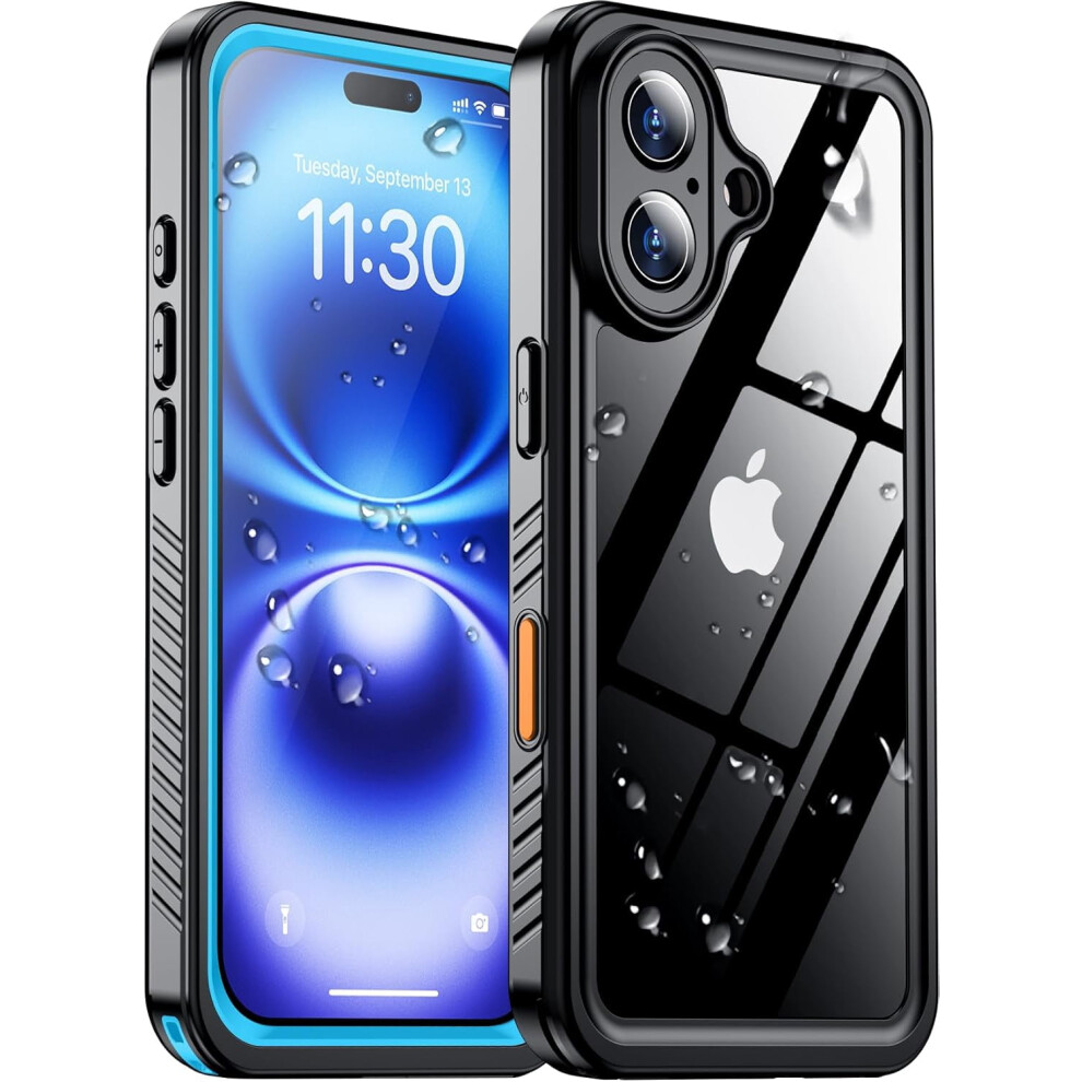 Compatible With Iphone 16 /Clear Case: Ip68 Waterproof, 16Ft Dropproof, Full Body Protection, Built-In Screen & Camera Protector Blue 9489952241654