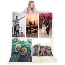 Custom Blanket Photos and Text, Fully Customizable with Your Pictures and Message, Soft Sherpa Fleece Throw, 50" x 60"