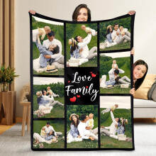 Couverture en flanelle personnalisée avec photo – 4 tailles, peut contenir 6 personnes