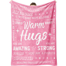 Warme knuffeldeken voor vrouwen – Beterschapswens, cadeau voor kankerpatiënten, 152 x 127 cm, paars, comfortabel, zacht en inspirerend –