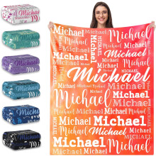 Personalisierte Flanelldecke mit Namen, individuelles Geschenk