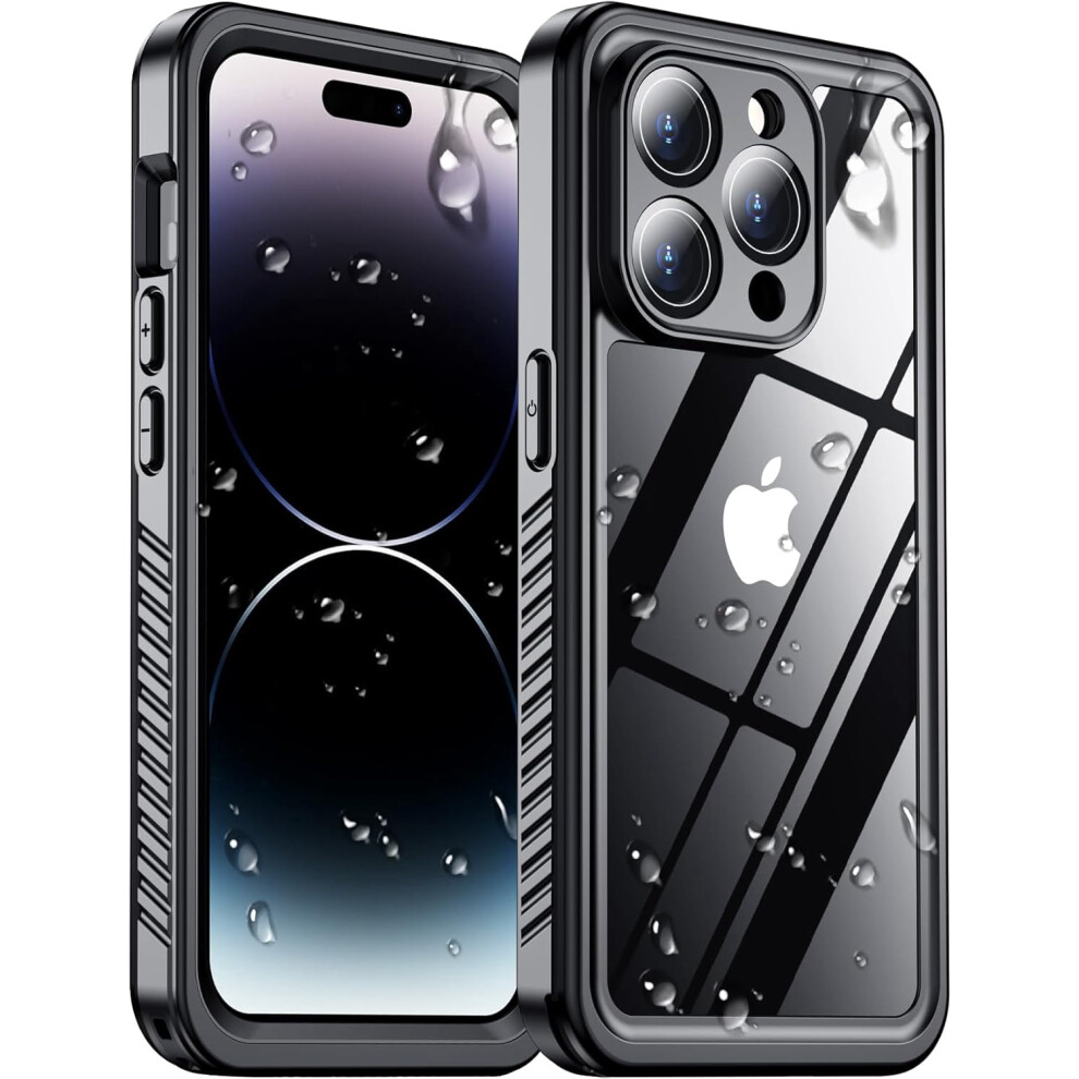 Iphone 14 Pro Max Case Â Waterproof Ip68, Built-In Screen & Camera Protector, Military Drop-Proof, 14Ft Submersible, Shockproof, 6.7", /Clear Black 9489952245010