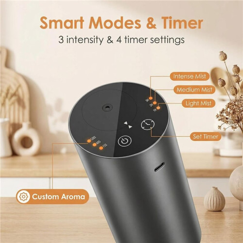 Waterless Car Diffuser, Battery Operated Essential Oil Diffuser with Timer, No Leakage Technology, Super Quiet Cordless 1