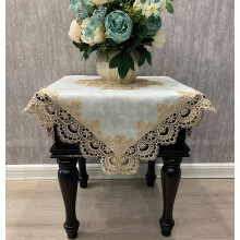 Square Tablecloth, Coffee Table Cover, Lace Bedside Table Cover Home Bedside Nightstand Small Table Cloth, EmbroideryTabletop Decoration
