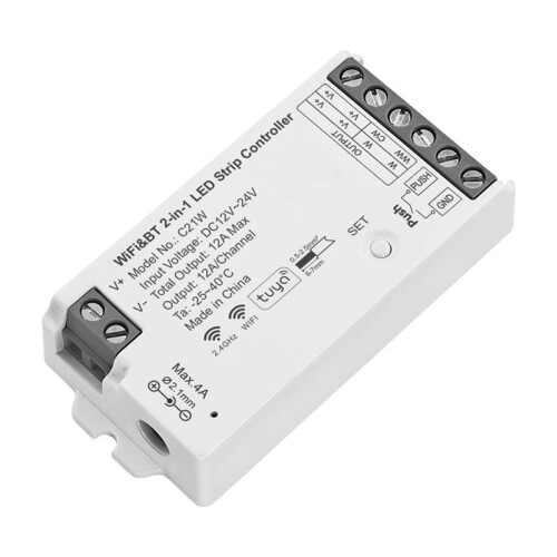 WiFi & BT 2-in-1 LED Strip Controller C21W LED Strip Dim Brightness Mobile APP  Controller Voice Control 2