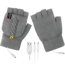 Work Gloves Electric Heated Gloves Outdoor Winter Warmer Leather Rechargeable Li-Ion Battery Winter Gloves Grey
