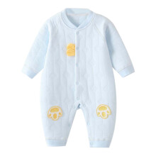 Baby Romper Efterår Ren Overtøj Varmt Tøj Quiltet Blødt Behageligt Termotøj Til Køligt Vejr Daglig Leg Blå 12-24 Måneder