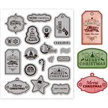 Julemærke med selvklæbende gummistempel 7,09x8,66 tommer juleord EVA-stempler prægestempel segl gummistempler til gør-det-selv scrapbooking