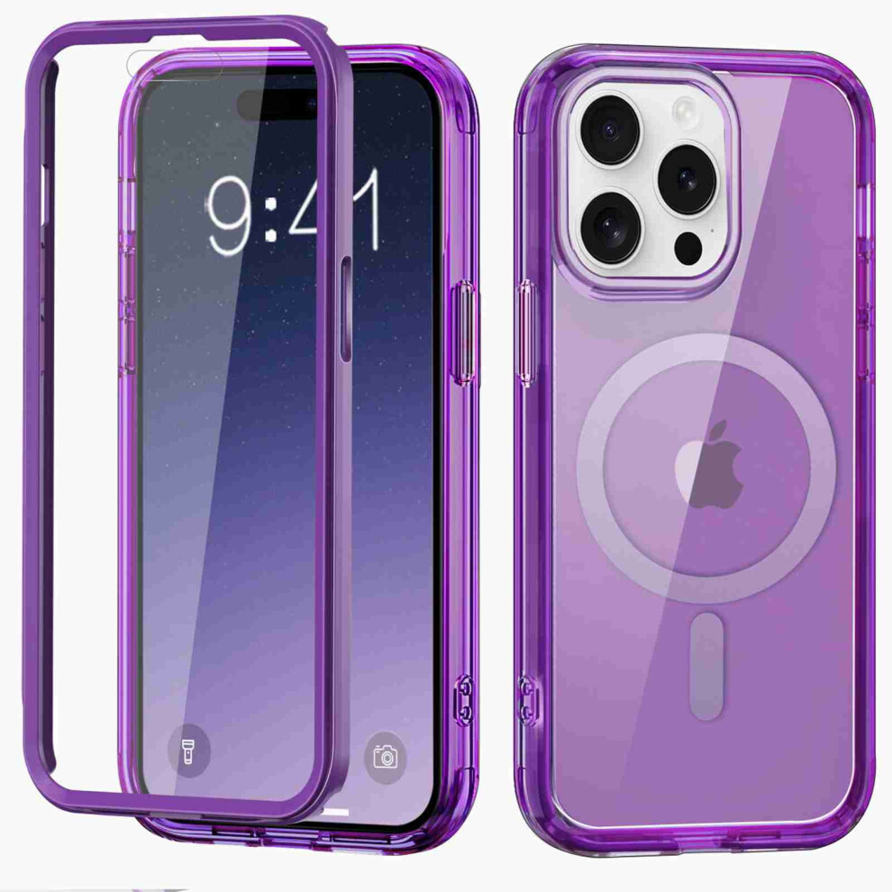 Magnetic Case For Iphone 11 Pro Max Â 360 Protection, Built-In Screen Protector, Magsafe-Compatible, Translucent Dark Purple 9448483034029