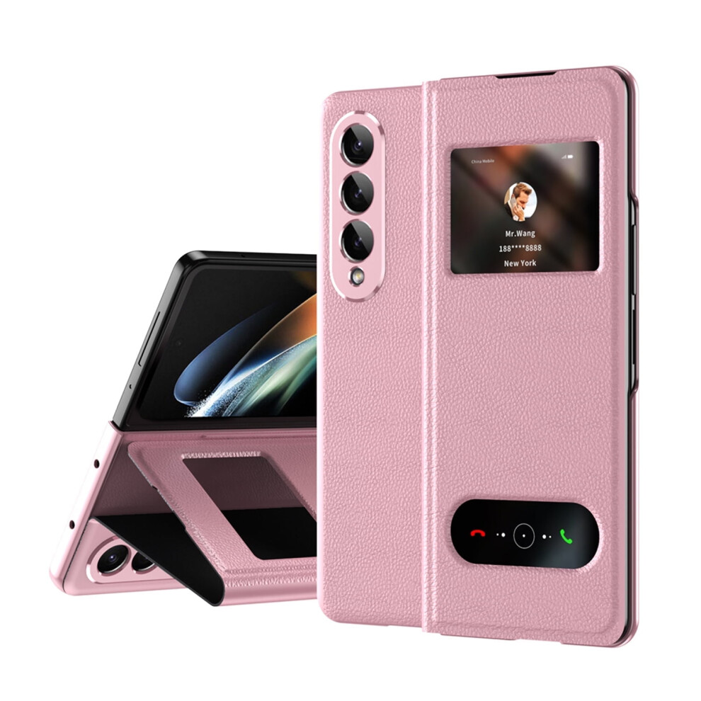 Tech Circle Case For Samsung Galaxy Z Fold 6 – Ultra-Thin Pu Leather Magnetic Kickstand, Anti-Scratch & Shockproof, Pink 9448483034142