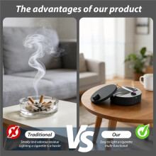 Briquet 1 Pièce avec Batterie et Chargeur Intégrés - Facile à Nettoyer, Couvercle Désodorisant, Portable pour une Utilisation en Voiture et à la