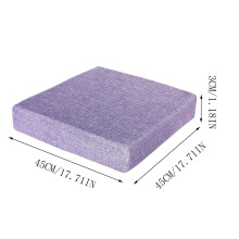 Karymi Square Sponge Cushion 45x45x3cm, Velvet Linen Cover, High-Resilience Foam, Zipper-Removable & Washable, Indoor/Outdoor Use