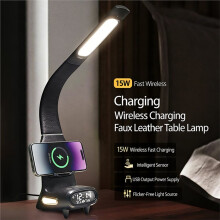 LED Reading Desk Lamp with Soft Night Light 15W Wireless Fast Charging 5colour Temperature Inductive Dimming Desk Lamp B