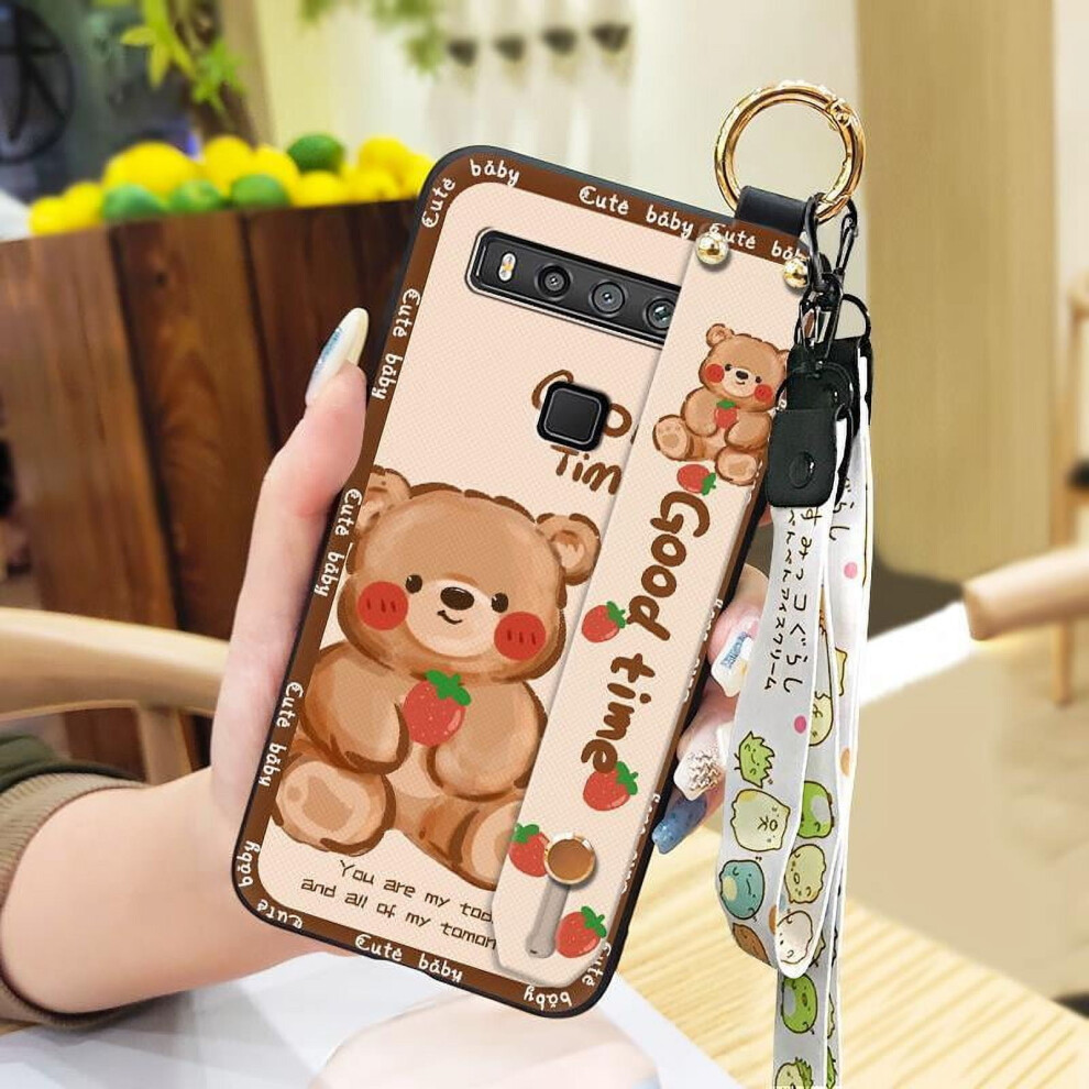Silicone Cartoon Phone Case For Tcl 10 5G Uw – Kickstand, Wristband, Dust-Resistant, Anti-Knock, Protective Ring 9448483081665