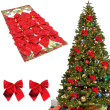 12 PCS Christmas Bows for Wreath, Tree, Basket – Red Velvet & Burlap Holiday Decor