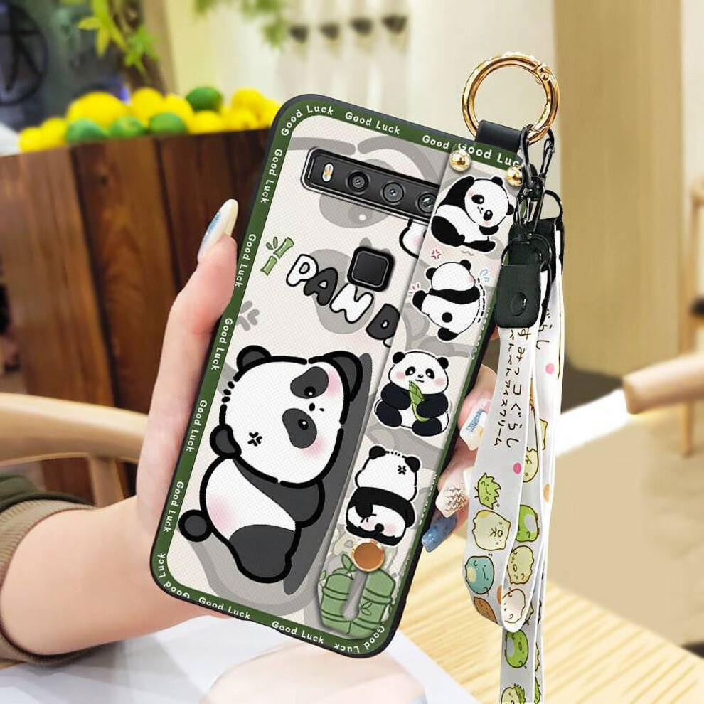 Panda Cartoon Soft Phone Case Compatible With Tcl 10 5G Uw Â Anti-Knock, Waterproof, Wrist Strap & Ring Holder 9448483083331