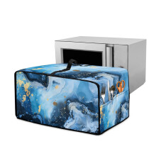 Blå marmor støvdæksel til brødristerovn, 22,5"x18,5"x13", maskinvaskbar polyester, foldbar med opbevaringslommer, kompatibel med standardovne