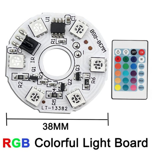 5PCS Input DC5V Color Gradient LED RGB Light Board White USB  Cable and Remote Control 38MM