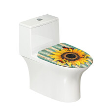 Washable Elastic Toilet Lid Cover, Universal Fit for Elongated/Oval/Round Lids – Sunflower, Butterfly, Wood Grain Design