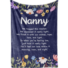 Nanny Throw Blanket Nanny Gifts Flannel Blankets Gift for Nanny on Mother's Day Birthday and Christmas (Blue Flowers) 30"x40"