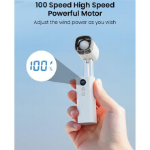 18000rpm Portable Allin-One Fan with Light Handheld Foldable  Fan LED Display 100-Speed &3-Light Selection Fan