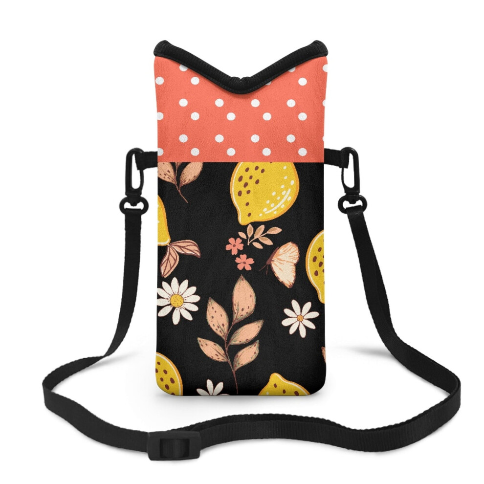 Universal Neoprene Phone Pouch W/ Hook & Loop, 4X8", Lemon Flower Dot Design Â Compatible With All Smartphones Yellow 9448483084963
