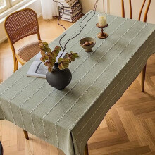 Sage Green Linen Tablecloth, 53x98", Heavyweight Cotton, Washable, Farmhouse Boho Style for Rectangle Tables
