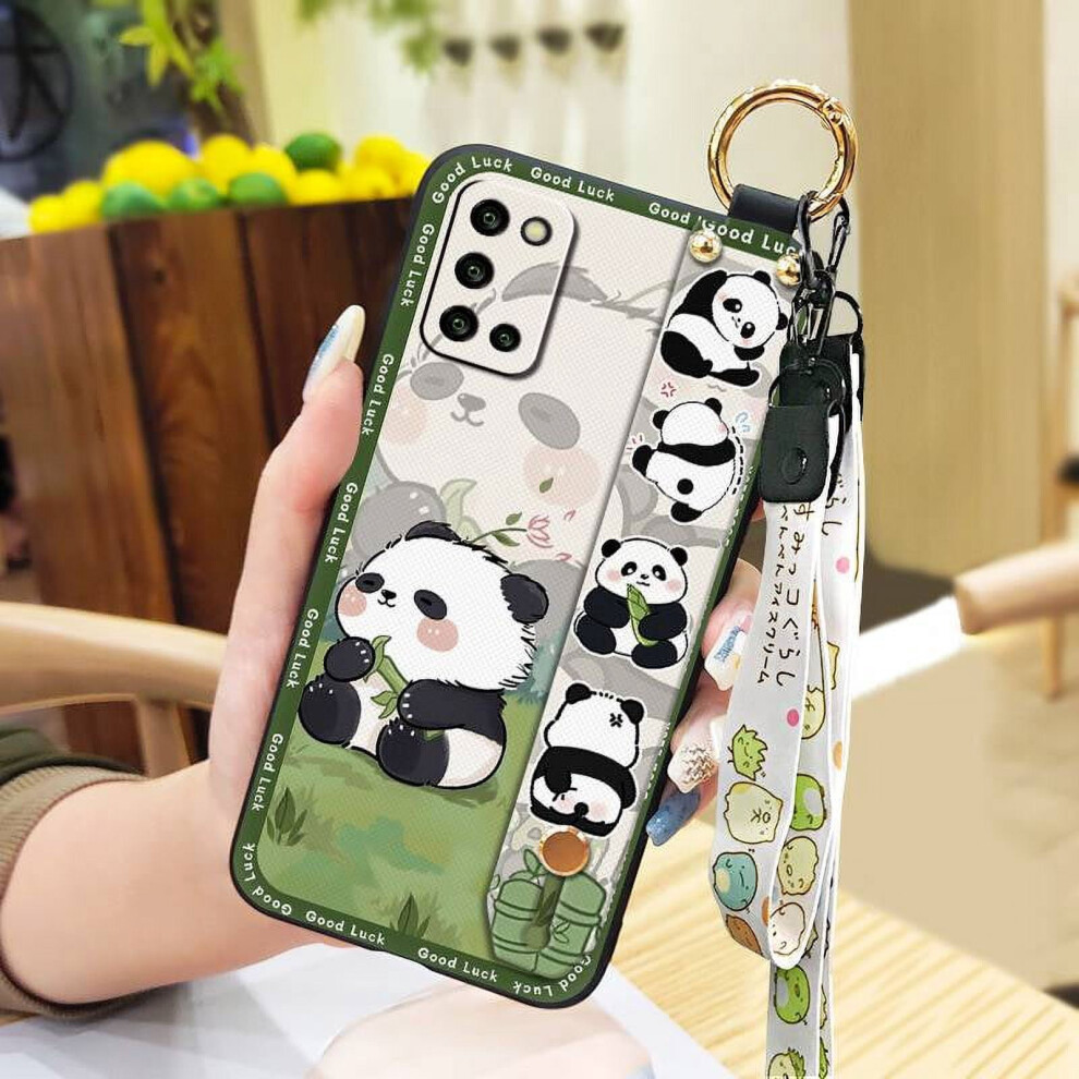 Phone Case For Samsung Galaxy A03s/Sm-A037g Â Fashion Kickstand Ring, Lanyard, Silicone, Shockproof, Waterproof, Panda Cartoon 9448483085618