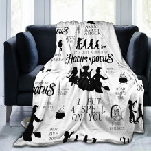Hocus Pocus Blanket Halloween Throw Flannel Fleece Blankets Sanderson Sisters Soft Plush Blanket for Couch Sofa Bed Style 60"x80"