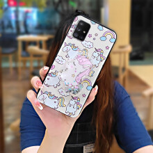 Phone Case for compatible with Samsung Galaxy A71 5G – Glitter Cartoon Silicone Skin, Rotatable Kickstand, Quicksand Effect, Dirt-Resistant &