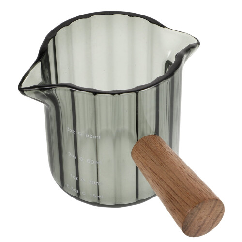 Compact Dual Spout Glass Cup with Wooden Handle for Kitchen Multi oz