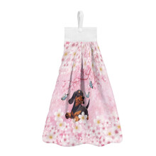 Cherry Blossom Kitchen Hanging Towels – Dachshund & Butterfly Design, Pack of 3, Absorbent & Lightweight, Soft Hand/Dish Towels with Loop,
