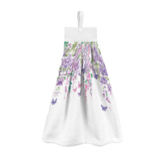 Floral Hanging Hand Towels with Butterfly Design – Machine Washable, Lightweight, Soft Tea Towels for Kitchen & Bathroom – Compatible with