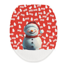 Christmas Snowman Toilet Lid Dust Cover, Elastic Oval Cover Compatible with Most Toilets