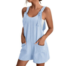 Tuta da yoga da donna in denim elasticizzato rosa e nero, salopette regolabile, pagliaccetto casual – Compatibile con le tendenze del 2024
