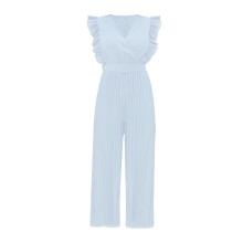 Tuta corta nera da donna senza maniche con scollo a V e volant, cintura e pantaloni a pieghe – Tuta dorata, adatta a look estivi casual ed eleganti