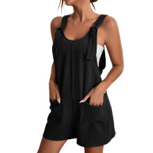 Tuta intera da donna in denim elasticizzato a maniche lunghe, salopette regolabile, tuta casual in cotone taglie forti